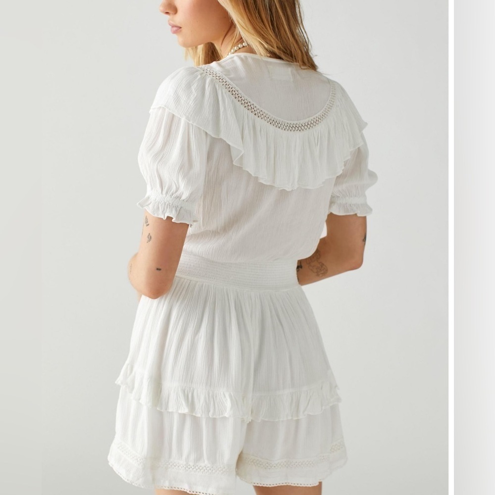 NWOT Urban Outfitters, Topanga Ruffle Romper, Medium, White - Picture 4 of 9